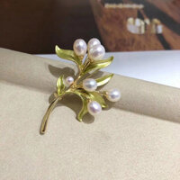 Hàng Bán Chạy Trâm Cài Áo Hình Cây Xanh Đính Ngọc Trai Nước Ngọt