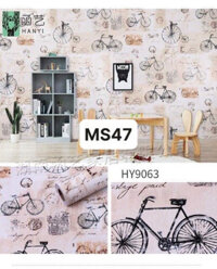 Hàng Cao Cấp - 10M Decal Dán Tường Xe Đạp Xưa Sẵn Keo Khổ Rộng 45cm Dài 10 Mét - MS47