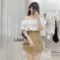 [Hàng cao cấp] Áo croptop trễ vay tay bồng cá tính, chất liệu cao cấp - MYAN Store CD015