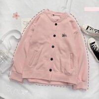 HÀNG CAO CẤP -  Áo Khoác Nỉ Bông Cardigan PUPPY LAZY 07.07 Unisex - Hàng Cao C - HỒNG,Size L