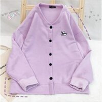HÀNG CAO CẤP -  Áo Khoác Nỉ Bông Cardigan PUPPY LAZY 07.07 Unisex - Hàng Cao C - TÍM NHẠT,Size M