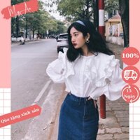 [Hàng cao cấp] Áo sơ mi bèo cổ 2 lá, tay bo chun chất liệu lụa cao cấp phong cách trẻ trung quý phái - MYAN Store CD176