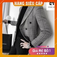 [Hàng cao cấp] Áo vest nam đẹp - Áo vest nam kẻ caro xám phong cách Hàn Quốc