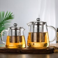 Hàng Cao Cấp Bình pha trà Đun Trà thủy tinh crystal có lõi lọc trà và nắp inox SUS 304