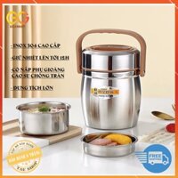 [HÀNG CAO CẤP] CÀ MEN INOX 304,CẶP LỒNG CAO CẤP 3 NGĂN INOX 304 HÚT CHÂN KHÔNG GIỮ NHIỆT, CÓ NẮP PHỤ CHỐNG TRÀN- Gigamar