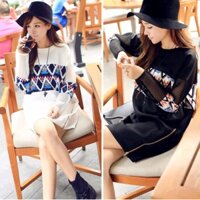 [Hàng Cao Cấp] Đầm big size quảng châu suông phối lưới tay hoa tiết thổ cẩm dây kéo gấu D25 ( D975 ) [Order từ QC]