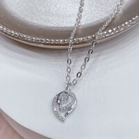 [Hàng cao cấp] Dây chuyền bạc nữ, bạc Ý xi bạch kim - Dây chuyền bạc gắn đá CZ sang trọng DCN000118