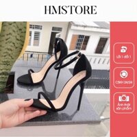 Hàng cao cấp Giày Cao Gót Mảnh Màu Đen Nỉ Lộn 10 Phân HÓT SALE
