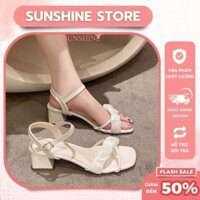 Hàng cao cấp Giày cao gót nữ đế vuông, sandal cao gót nữ đế 5p tiểu thư trang nhã Sunshine_Store A006