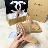 Hàng cao cấp Guốc Zara Quai mica Trong mềm, gót cao 7p và 9p fullbox
