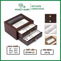 [HÀNG CAO CẤP] Hộp Gỗ, Rương Đựng Trang Sức 2 Tầng Nâu Đỏ 5607 5607B Đựng Mỹ Phẩm, Đồng Hồ Và Trang Sức Chất Liệu Gỗ MDF