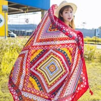 [HÀNG CAO CẤP] Khăn Choàng Boho Đi Biển Phong Cách Vintage - Khăn Choàng Thổ Cẩm
