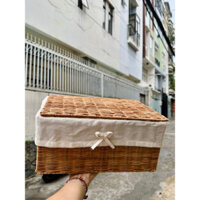 [HÀNG CAO CẤP] Khay mây đa năng[size L], giỏ đựng quần áo có nắp, sọt đựng đồ, giỏ cói, mây tre đan,hộp nhựa đựng đồ siê