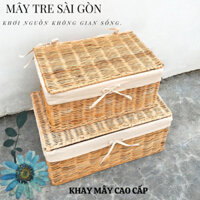 [HÀNG CAO CẤP] Khay mây đa năng[size L], giỏ đựng quần áo có nắp, sọt đựng đồ, giỏ cói, mây tre đan,hộp nhựa đựng đồ