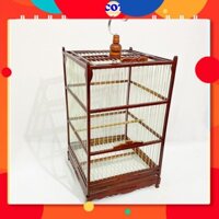 Hàng cao cấp Lồng vuông chào mào khung gỗ giá rẻ nan cáp quang chắc chắn có móc
