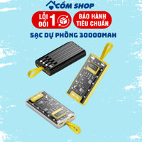 (Hàng cao cấp) Pin Sạc dự phòng 30000mah Trong suốt, sạc siêu nhanh 120W, có sẵn đầu dây sạc mang di chuyển tiện lợi