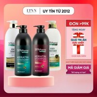 [Hàng cao cấp]  Set dầu gội xả Spa Pharma Keratin Đen siêu phục hồi tóc chuẩn Salon 500ml - 1000mlx2