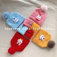 [HÀNG CAO CẤP] - Set Mũ Len Kèm Khăn Ống Quàng Cổ - Mũ Len Cho Bé Trai Bé Gái - Mũ Len Đáng Yêu Cho Bé - Trending Kids