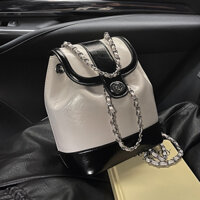 [Hàng Cao Cấp] TINI Balo Mini Da PU Đen Trắng Trơn Dây Quai Xích Sang Chảnh BQI