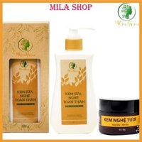 [HÀNG CAO CẤP WONMOM] COMBO DƯỠNG TRẮNG DA TOÀN DIỆN CHO MẸ SAU SINH WONMOM (1 KEM SỮA NGHỆ TOÀN THÂN + 1 KEM NGHỆ TƯƠI)