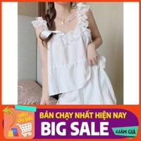(HÀNG CHẤ LƯỢNG) Bộ Ngủ 2 Dây Voan Kèm Quần Đùi Nữ , Áo 2s Trắng Quần Short Ngắn Chất Lụa X066