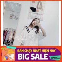 (HÀNG CHẤT ĐẸP) Áo Sơ Mi Nữ Thủy Thủ , Áo Sơmi Trắng Nữ Cổ Phối Màu F012