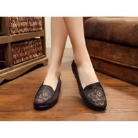 Hàng chất lượng Giày tặng mẹ, tặng bà đế cao su siêu nhẹ, cao cấp - Giày lười trung niên - Vincent shop