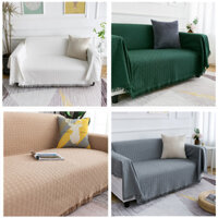 (HÀNG CHẤT LƯỢNG) Khăn Phủ Ghế Sofa Ghế Papasan Trải bàn Decor Màu Trơn Phong Cách Hiện Đại