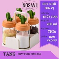 [Hàng chất lượng] Lọ hũ gia vị thủy tinh kèm thìa tiện dụng 250ML an toàn cho sức khỏe NOSAVI