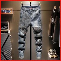♞Hàng Châu Âu Cao Cấp Quần Nam Khâu Nặng Thủ Công Thêu Quần Jean Nam 2025 Phong Cách Mới Nam Thường Ngày F