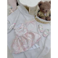 [Hàng chính chủ loại 1] Váy Đầm Cổ Yếm Gấm Hồng Hoạ Tiết Hoa Siêu Sang Cho Bé - Lahana Baby Clothing