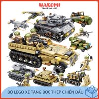 [Hàng chính hãng] [1062 Chi Tiết] Đồ chơi Lego Xe Tăng Bọc Thép, Mô Hình Lắp Ghép Quân Đội, Máy Bay Chiến Đấu Hakomi1