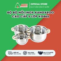 [HÀNG CHÍNH HÃNG] ✔️ Bộ nồi Inox 3 chiếc 5 lớp cao cấp Kangaroo KG865  ✔️ Có đáy dày 5 lớp