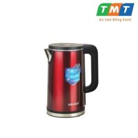 HÀNG CHÍNH HÃNG Ấm siêu tốc 2 lớp 2L Osako OSA-250 lòng ấm inox 304 nguyên khối, công suất 1500W - đỏ