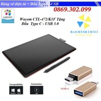 [Hàng Chính Hãng] Bảng Vẽ Điện Tử Chuyên Dùng Thiết Kế Đồ Họa Wacom CTL-472/K1F Tặng Đầu Chuyển USB Type C - USB 3.0