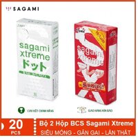 [HÀNG CHÍNH HÃNG]  Bộ 2 Hộp Sagami Xtreme White & Feel Long Siêu mỏng,Gân GaI nổi, 20PCS, Nhật Bản, Yêu nàng nhiều hơn