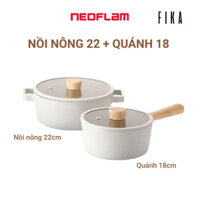 Hàng chính hãng Bộ 2 nồi Neoflam Fika Hàn Quốc gồm quánh 18cm &amp; nồi nông 22cm. Made in Korea. Hàng có sẵn giao ngay
