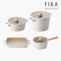 Hàng chính hãng Bộ 3 nồi, 01 chảo nướng 28cm Neoflam Fika Hàn Quốc. Sản phẩm nhập khẩu chính hãng, hàng có sẵn, giao ngay