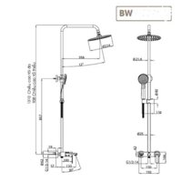 [Hàng Chính Hãng] Bộ cây sen phun mưa tắm đứng BW-801SC-Basic S (búp sen tròn)