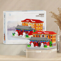 (Hàng Chính Hãng) Bộ đồ chơi lắp ráp nhà hơn 1000 chi tiết, mô hình lắp ráp nhà trường dạng hộp giấy đồ chơi cho bé