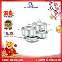 [Hàng chính hãng] Bộ nồi inox 7 chi tiết Junger JC200 2 nồi 1 quánh 1 chảo