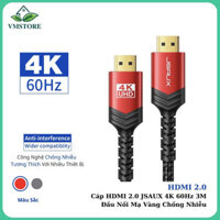 Hàng chính hãng - Cáp HDMI 2.0 JSAUX 4K 60Hz 3M Đầu Nối Mạ Vàng Chống Nhiễu - Tương Thích Với Tất Cả Cổng Kết Nối HDMI - HDMI to HDMI - 3M
