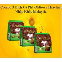 [hàng chính hãng] ComBo 3 bich Cà phê trắng white Coffee OLDTOWN HAZELNUT malaysia(vị hạt dẻ)
