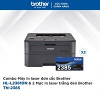HÀNG CHÍNH HÃNG Combo Máy in laser đơn sắc Brother HL-L2361DN và 2 Mực in laser trắng đen Brother TN-2385