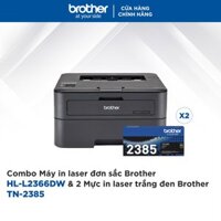 HÀNG CHÍNH HÃNG Combo Máy in laser đơn sắc Brother HL-L2366DW và 2 Mực in laser trắng đen Brother TN-2385
