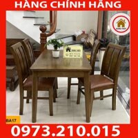 HÀNG CHÍNH HÃNG [GIÁ RẺ VÔ ĐỊCH]Bộ bàn ăn 4 ghế mặt bàn chữ nhật gỗ sồi Nga BA17 giá gốc tại xưởng