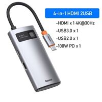Hàng chính hãng Hub chuyển đổi đa năng Baseus Type-C - HDMI, USB, RJ45, SD, TF,... dành cho Macbook, Notebook, Laptop,...  - 4-in-1 HDMI 2USB
