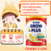 [Hàng chính hãng Medibest] Combo 3 lon Amilait Grow Plus 1+ 800G - Sữa cho trẻ tăng cân, tăng cao