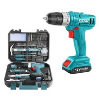 [HÀNG CHÍNH HÃNG MỚI 100%] BỘ 127 MÓN BAO GỒM MÁY KHOAN PIN 12V TOTAL THKTHP11272