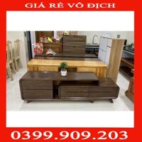 HÀNG CHÍNH HÃNG [SALE] [Ảnh tại xưởng] Kệ tivi chân rút cuốn góc 4 ngăn kéo gỗ sồi Nga KT10 giá gốc tại xưởng